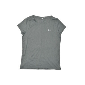 Under Armour Heat Gear Women's T-Shirt Gray Regular Size L Short Sleeve Heatgear